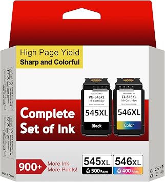 Sunnieink 545 546 Ink Cartridges XL Replacement for Original Canon 545 546, PG-545XL + CL-546XL BK/C/M/Y, Printer Ink 545 546 for TS3300 TR4500 TS3450 MG2550s TS3150 MX495 MX490 TR4550 TR4551 TS3100