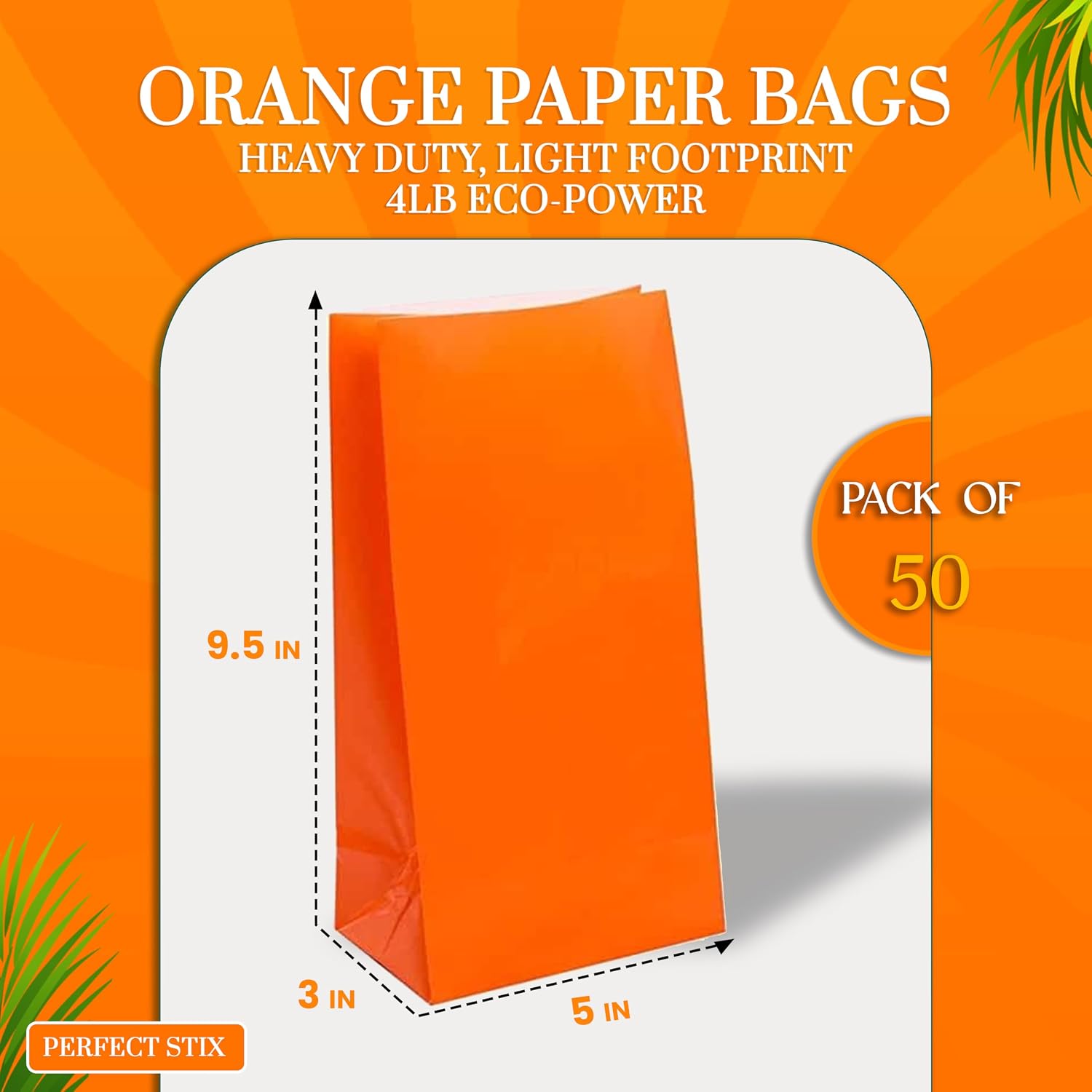 Orange Paper Bags, 4lb pack of 50 image 2