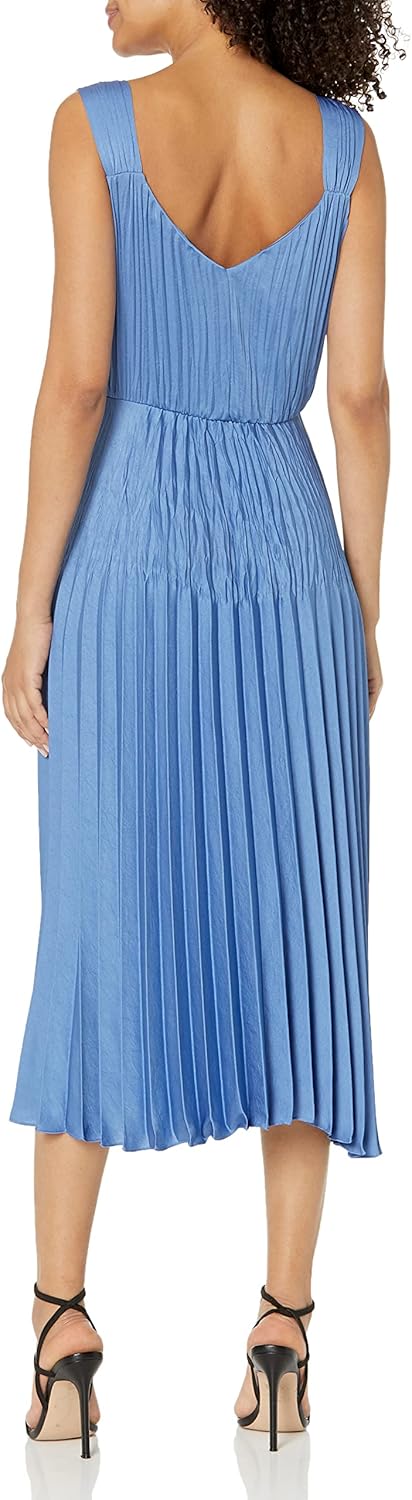 Vince Womens V-Neck Pleated Slip Dress - Image 2