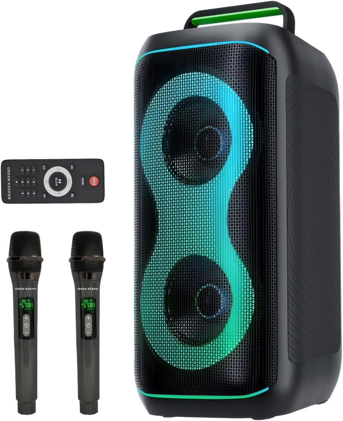 GKD61 Máquina De Karaoke Portátil Con 2 Micrófonos UHF, 400W Pico, Subwoofers Duales De 6,5'' – Ideal Para Fiestas Exteriores