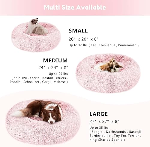 Miniatura 4 de Western Home - Cama para perros y gatos de piel sintética, cama relajante original para mascotas pequeñas, medianas y grandes, antiansiedad, dona,