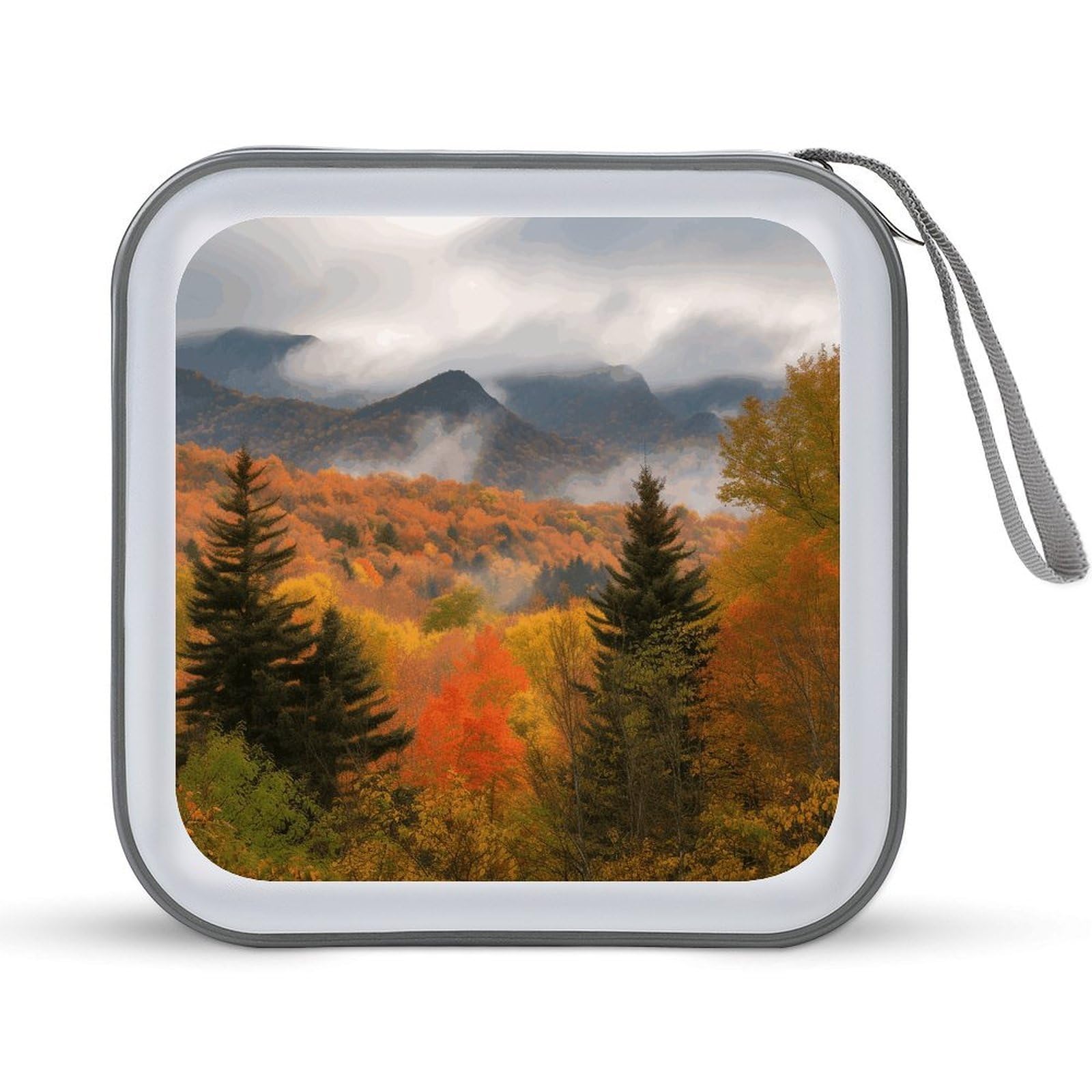 FekiLoot Autumn Foliage Mountains CD Case 40 Capacity DVD Case Holder Hard Plastic DVD Disc Storage Binder for Car Portable Zipper Disc Storage Organizer Wallet Bag for Home Travel