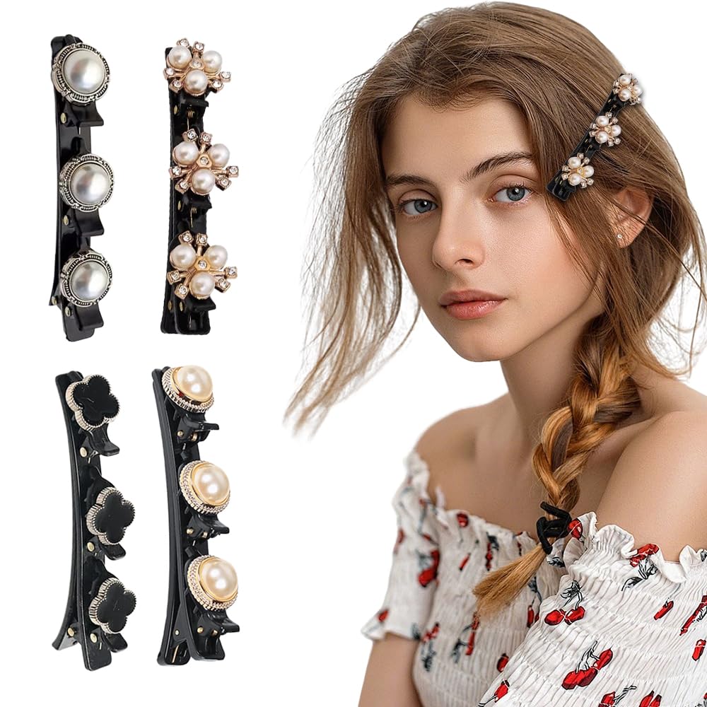 Sparkling Crystal Stone Braided Hair Clips, 2025 New Sparkling Shape Ladies Braided Hair Clip, Short Hair Clip Duckbill Clip, Ladies Girls Crystal