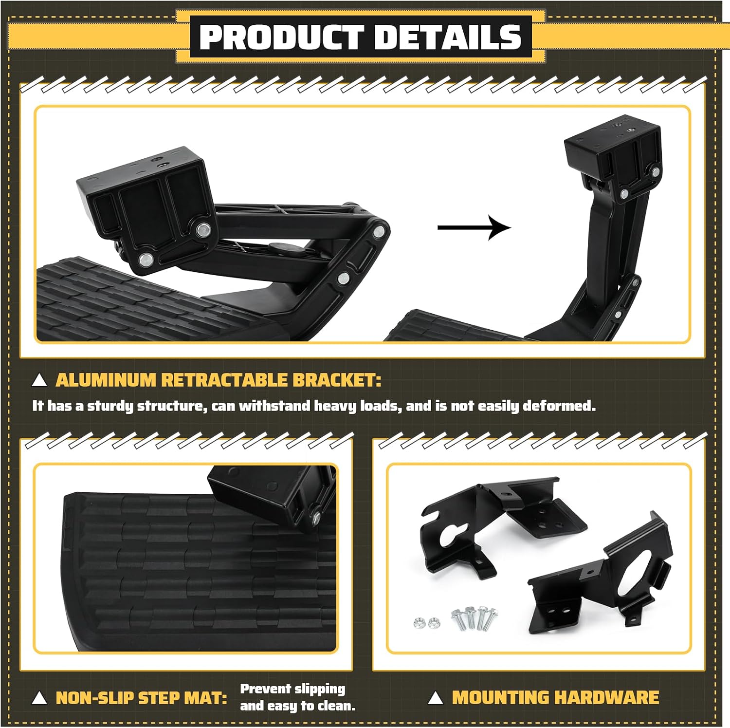 75313-01A Rear Bed Step Retractable Bumper Step Compatible with Ford F250 F350 F450 2017-2022 Folding Truck Tailgate Step (Ford F-350 2017-2022)
