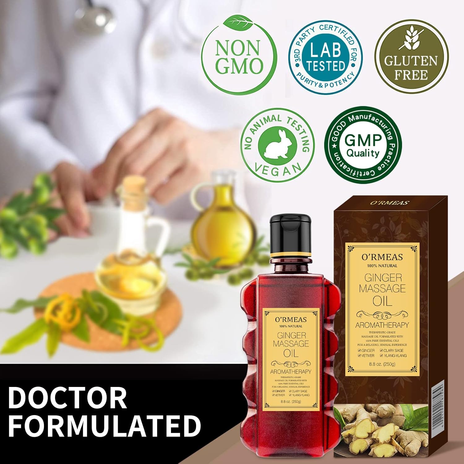 Ginger Massage Oil for Warming, Relaxing, Massage Therapy , Massaging Joint Pain Relief Sensual Massage Oil Moisturizing Body Oil for Men and Women 8.8 oz : Health & Household