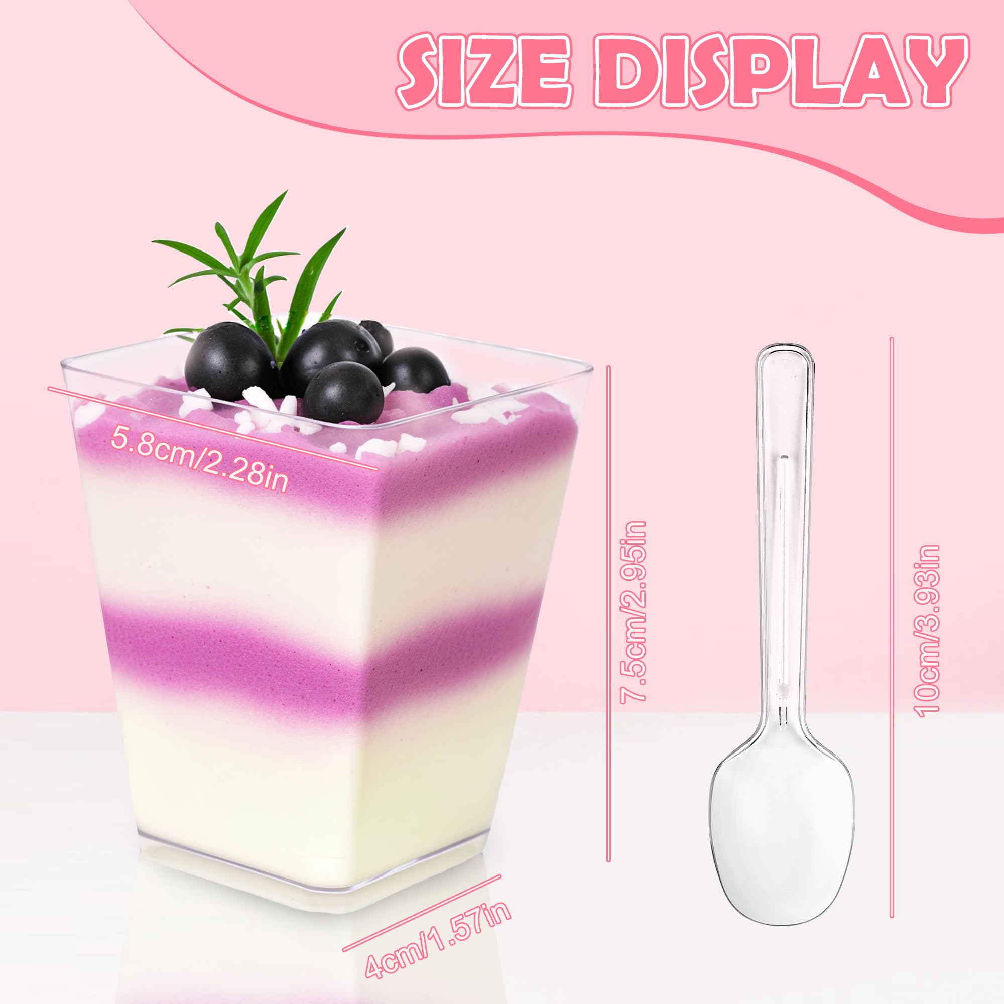 Gobelets Plastique Alimentaire Lot De 50 Tasses à Dessert 160ml Avec Cuillères - Verrines Réutilisables Transparentes Pour Mousse, Crème Glacée Et Pudding Gobelets Plastique Alimentaire Lot De 50 Tasses à Dessert 160ml Avec Cuillères - Verrines Réutilisables Transparentes Pour Mousse, Crème Glacée Et Pudding