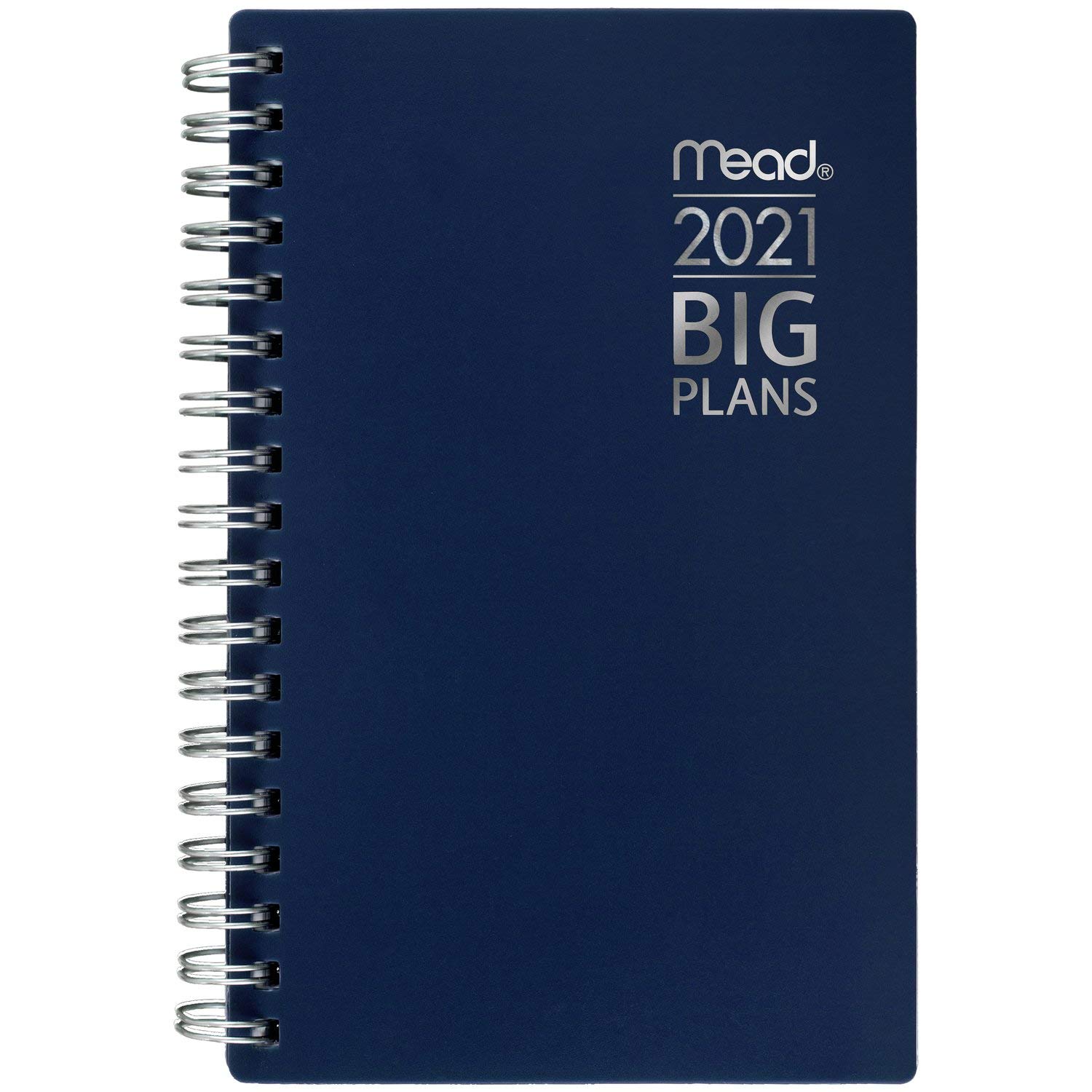2021 Taschenkalender von Mead, Wochen- und Monatsplaner, 8,9 x 15,2 cm, Taschengröße, Spiralbindung, große Pläne, Marineblau (CRW3302021)