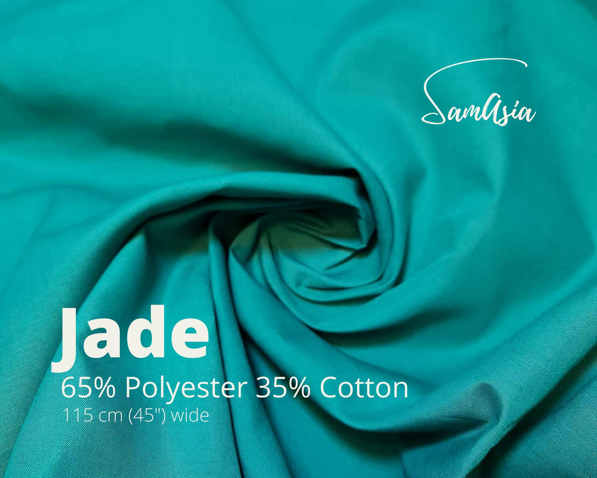 Plain Jade Polycotton Fabric for Dressmaking Art & Craft, Sewing, Quilting, 5 METRE - Image 2