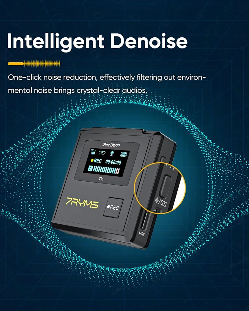 ワイヤレスマイク iRay DW30 8Gメモリー 48kHz録音 充電ケース 7RYMS iRAY DW30 Lavalier Mikrofon Wireless für Kamera