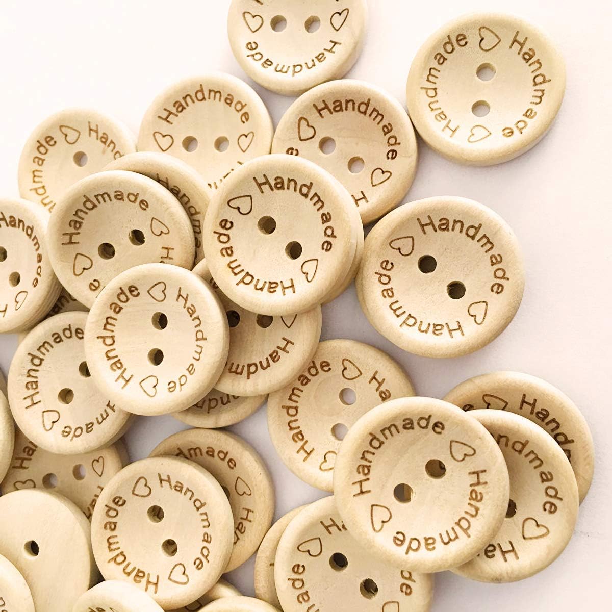 100pcs Wooden Handmade Buttons, Assorted Wooden Sewing Buttons, 20mm