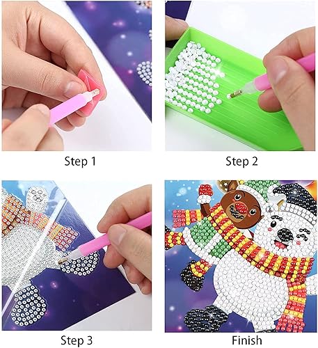 Miniatura 7 de YOBEYI 8 paquetes de tarjetas de Navidad con pintura de diamantes por números Árbol de Navidad Santa Claus Tarjeta de felicitación de Año Nuevo,