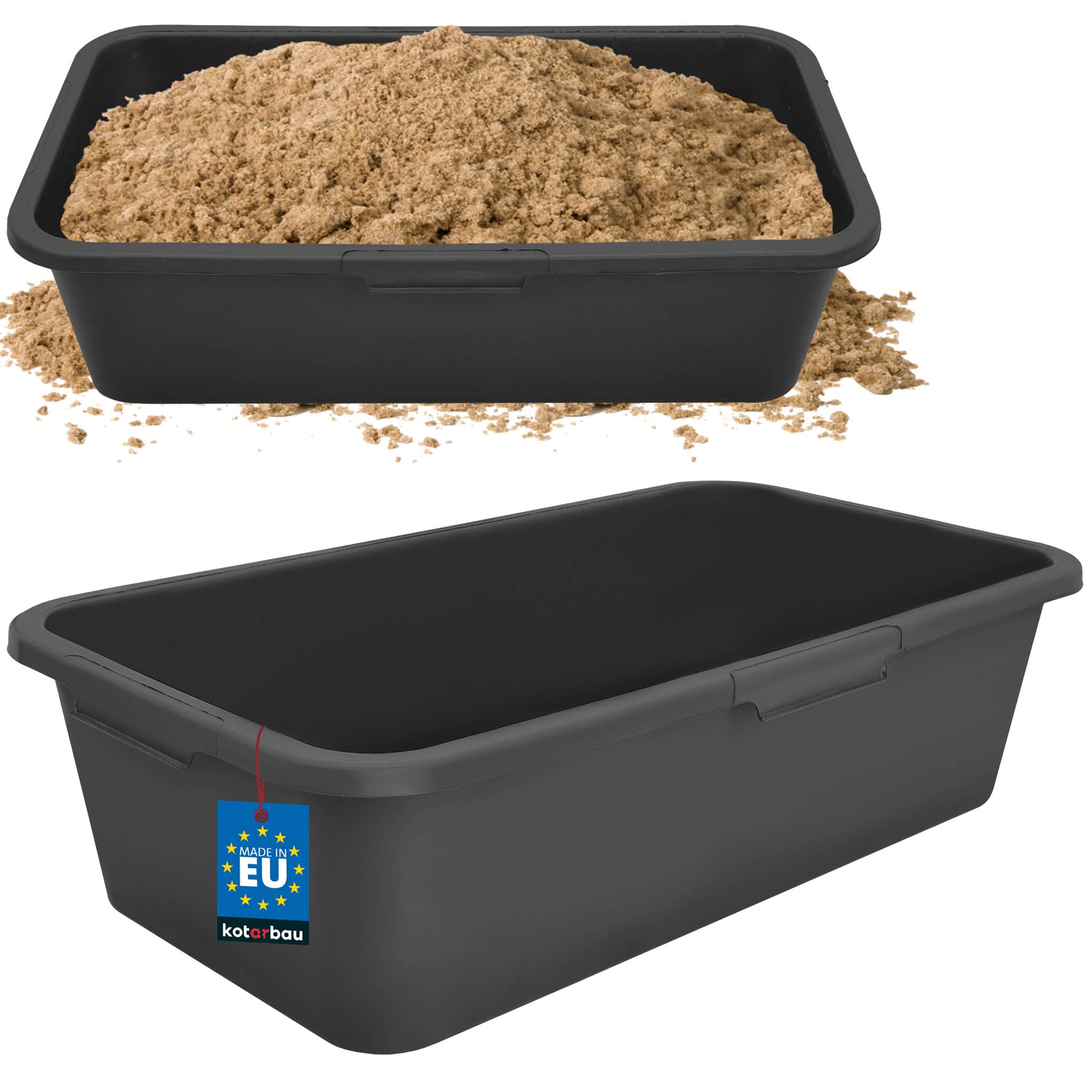 KOTARBAU - Set di 5 secchi in plastica da 5 l, per edilizia, cemento, acqua, da giardino, colore nero