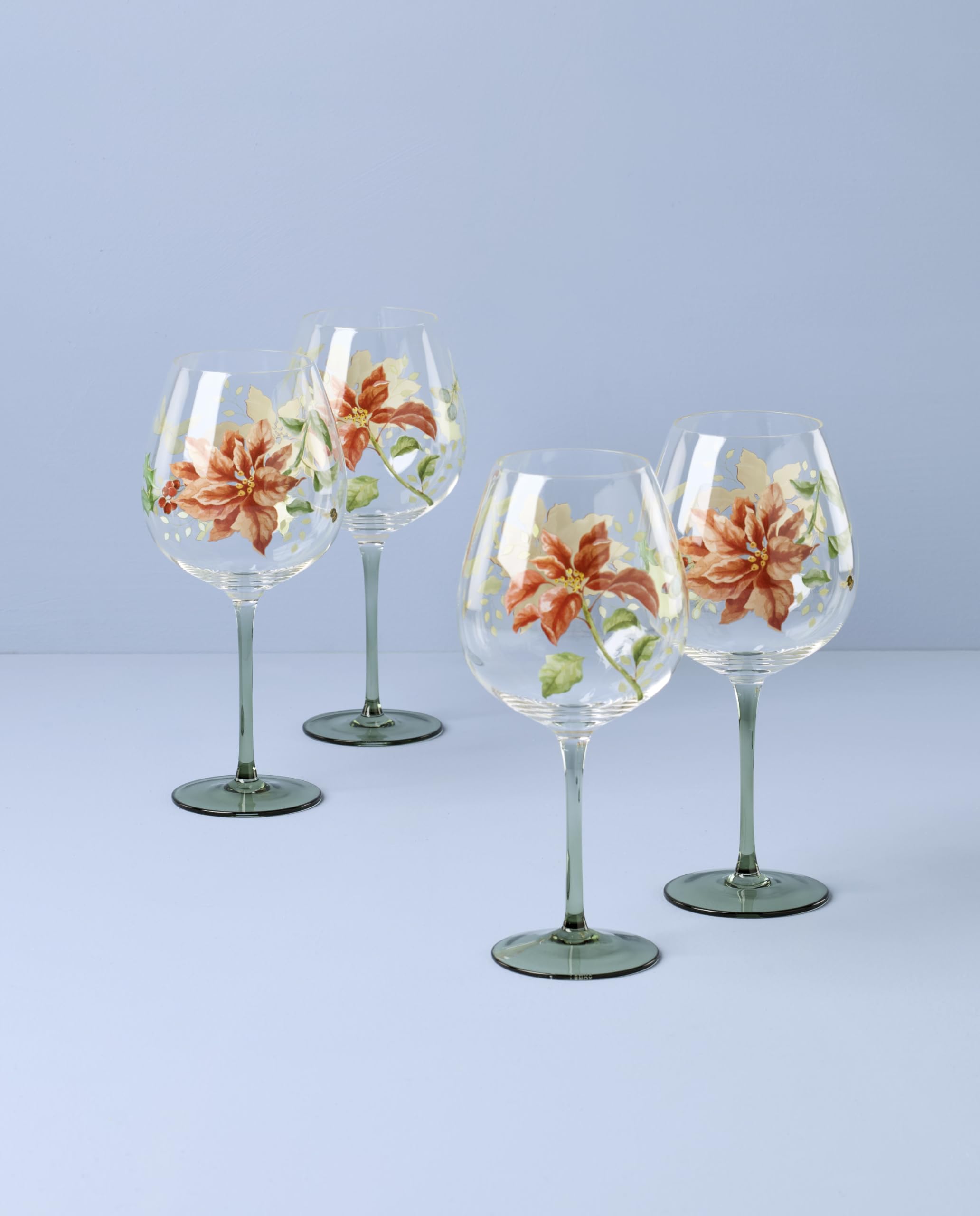 Lenox Glassware, Butterfly Meadow Balloon Weingläser, 4er-Set, 750 ml Fassungsvermögen, aus Glas, spülmaschinenfest, Trinkgläser-Set, Cocktailglas, Haus und Küche (transparent, 4 Stück)