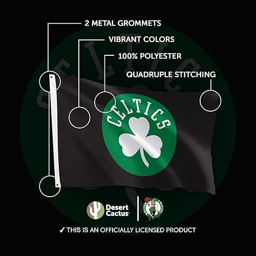 Miniatura 4 de Desert Cactus Boston Celtics Flag Team NBA National Basketball Association 100% poliéster para interiores y exteriores, banderas de 3 x 5 pies