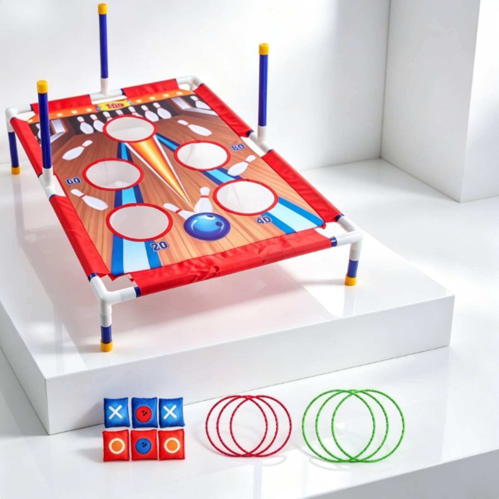 predolo Gioco con Anelli e Sacchetti tile | Struttura in Plastica Leggera, Tabellone per Lancio con Sacchetti, Giardino