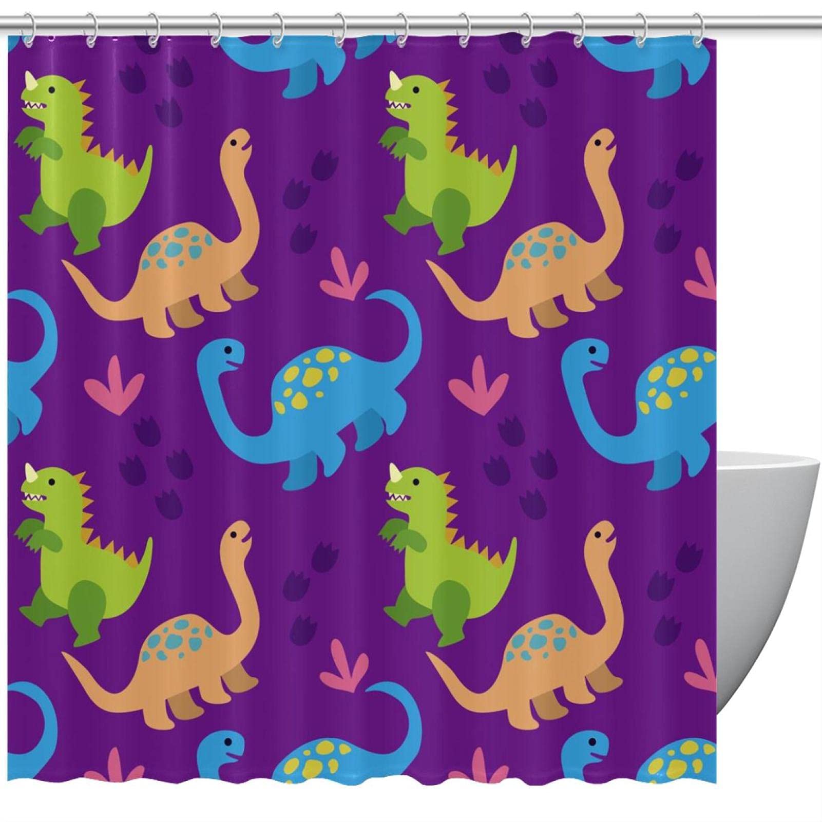 Rideau de douche dinosaures 183x183 cm pour égayer la salle de bain