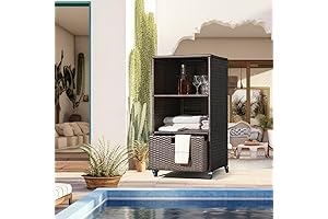 Veranda Outdoor Pool Towel Storage Rack with Cabinet, Shelf & Drawer