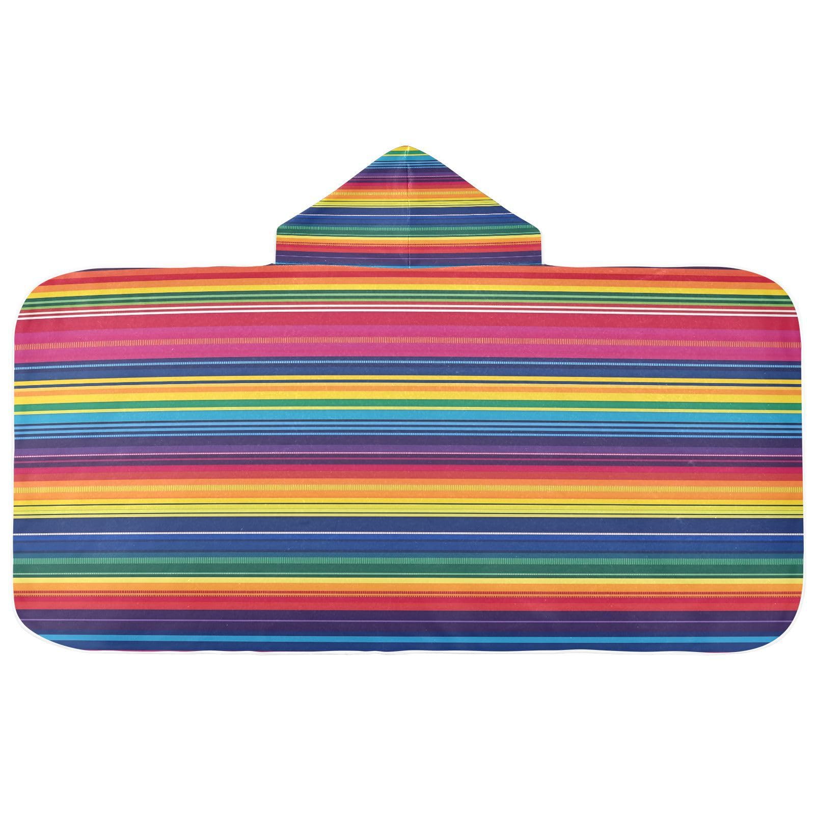 Kigai Rainbow Stripes Hooded Beach Towel for Kids Soft Absorbent Quick Dry Bath Towel with Hood Lightweight Toddler Shower Pool Bath Wrap for Boys Girls
