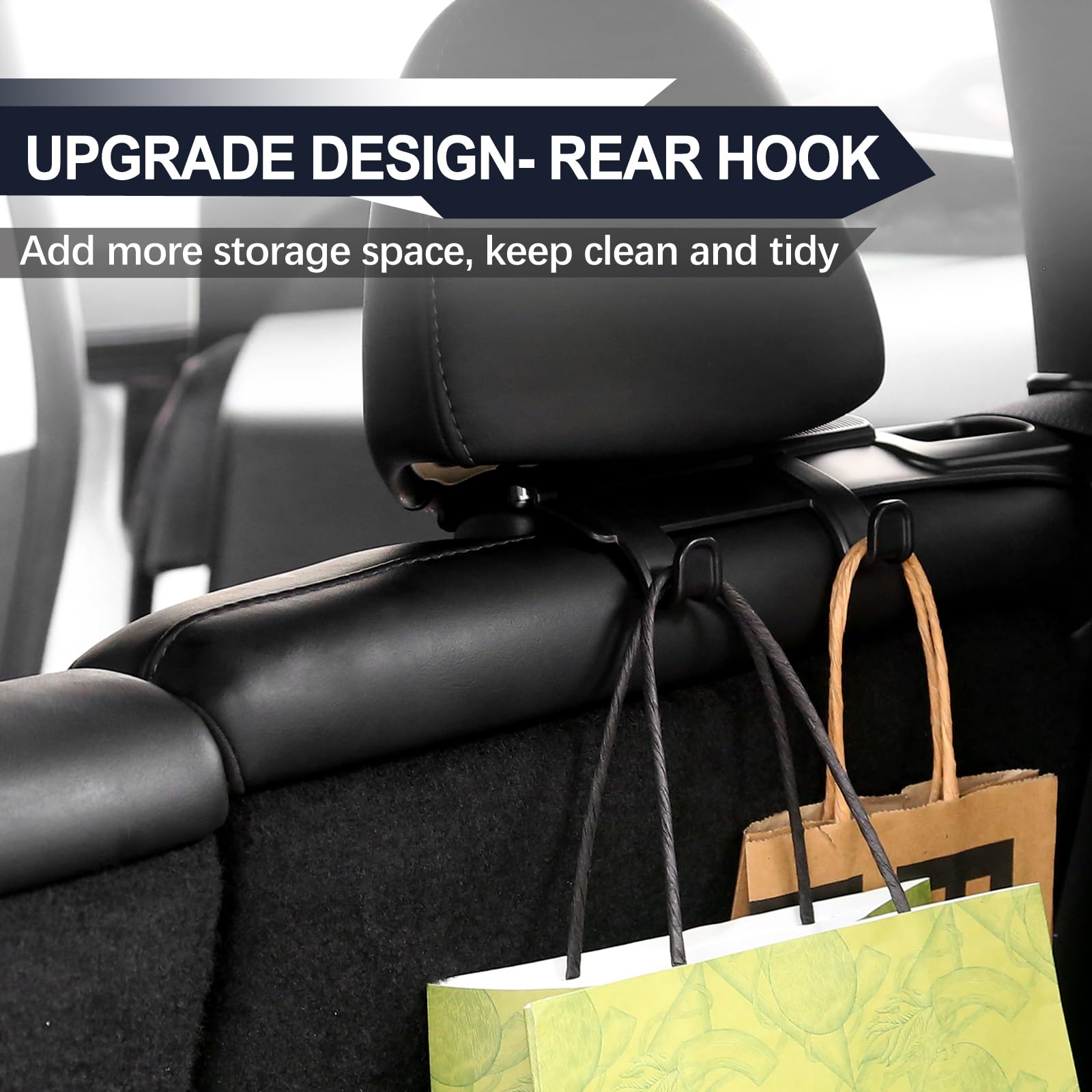 Rislobx 2 Pack Backseat Seat Belt Guide Holder Compatible with Tesla Model Y 2021-2024, ABS Seat Belt Guide with Double Hanger (Black)