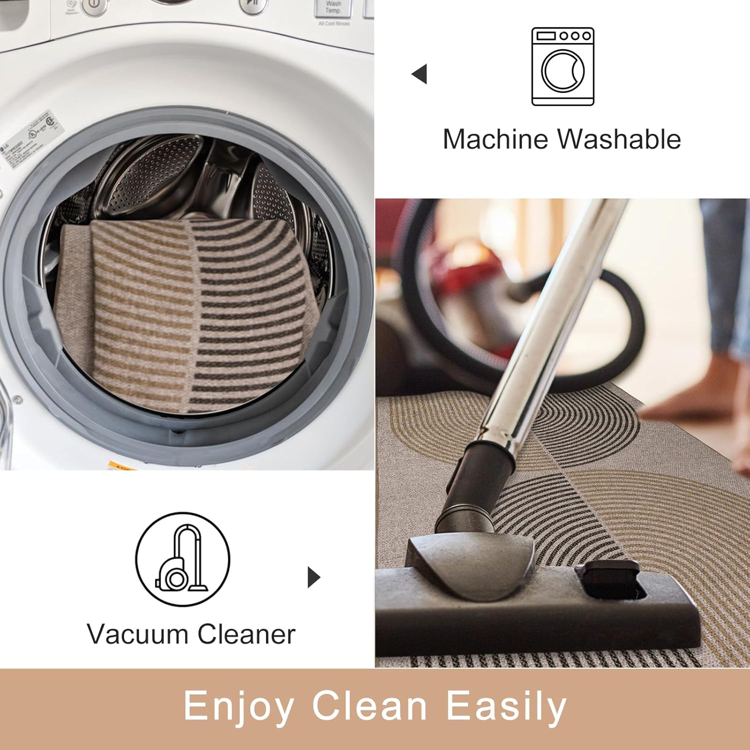 Lahome Modern Rainbow Round Rug, 6ft Easy Jute Circle Patio Rug Washable Indoor Outdoor Rugs for Living Room, Farmhouse Natural Round Area Rug Contemporary Carpet for Entryway Backyard