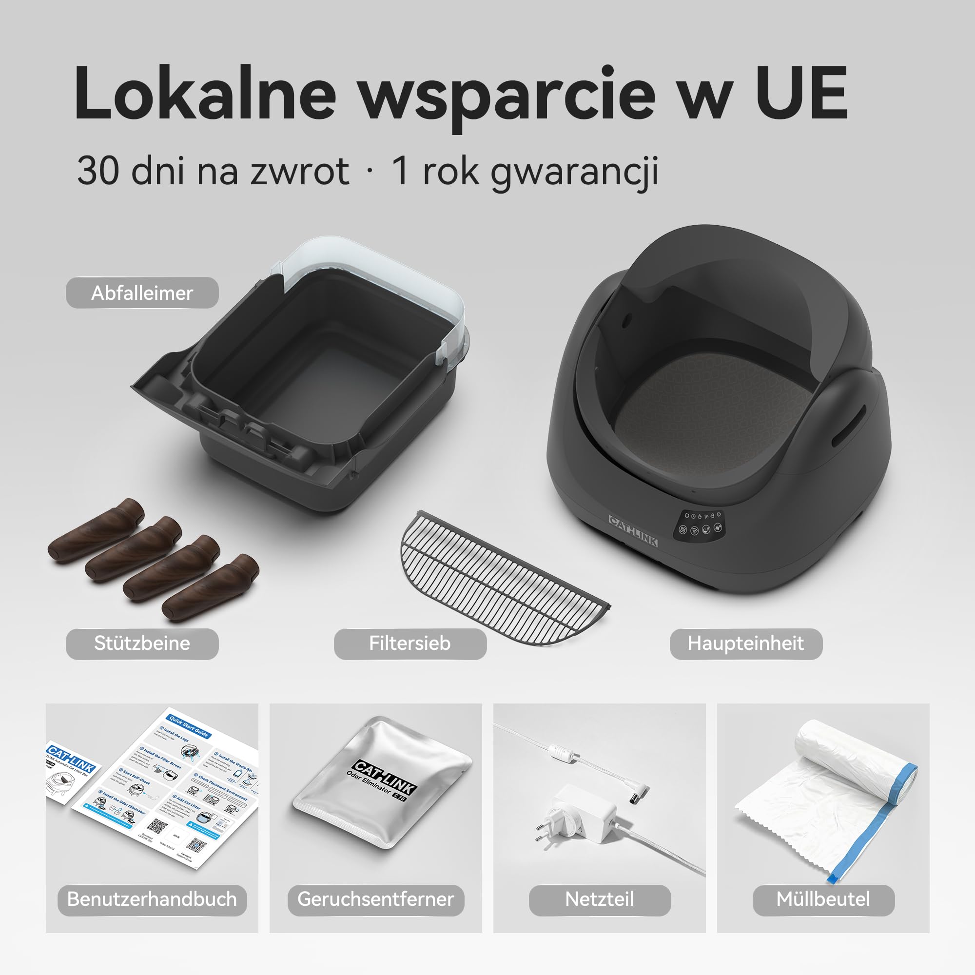 CATLINK Samooczyszczająca Kuweta dla Kota, Automatyczna Kuweta z Otwartym Wierzchem, Łączność 5G Wi-Fi, Duża Pojemność 12L, Idealna dla Gospodarstw Wielokotnych (Biały)