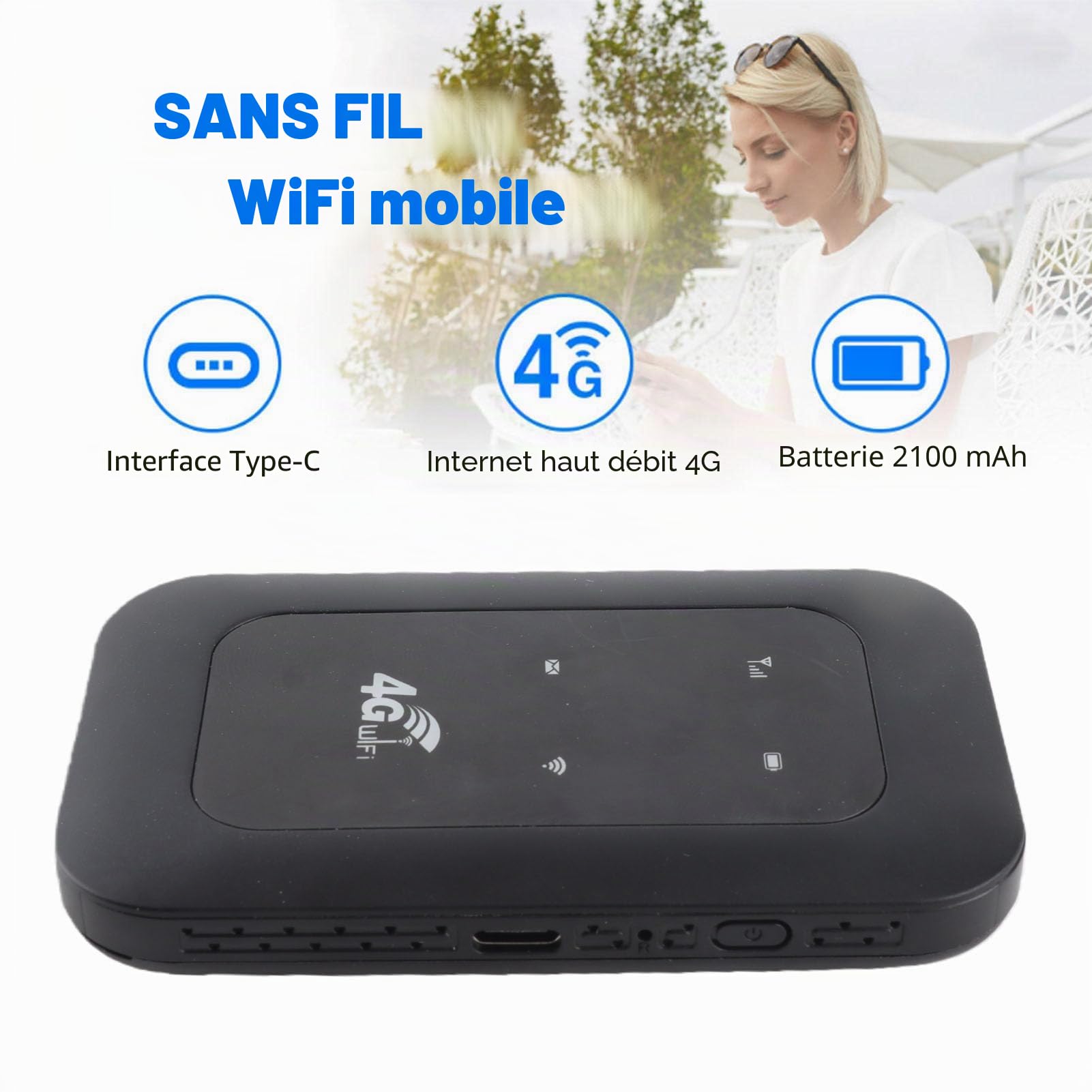Goshyda Hotspot WiFi 4G 5G, Routeur Mobile WiFi 4G Portable avec Emplacement pour Carte SIM, Batterie de 3200mAh, 10 Appareils Connectés, pour Voyages de Voyage