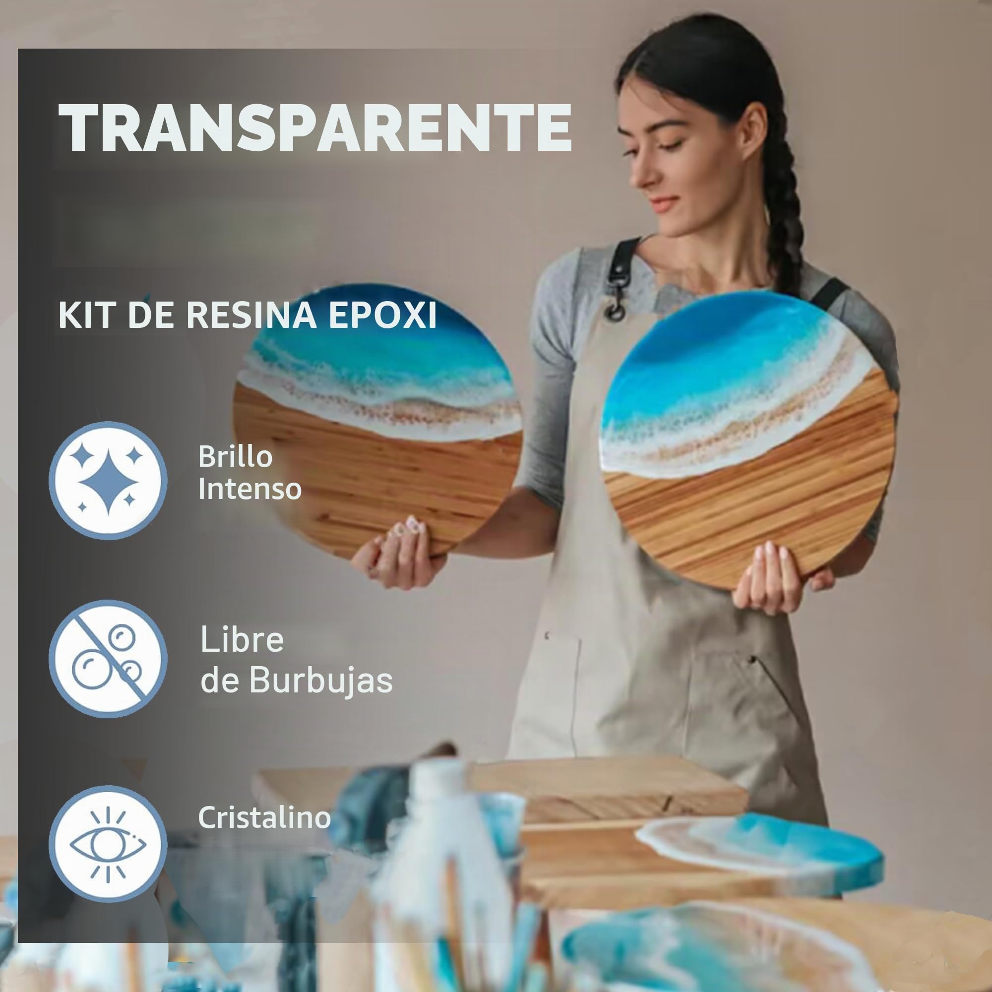 INK LAB Resina Epoxi Cristalina 960ml Ultra Transparente Resina Epoxi con Endurecedor para Fundición y Revestimiento No-Tóxico Kit de Resina Epoxi Relación de 1:1 para Bricolaje Artesanía Madera...