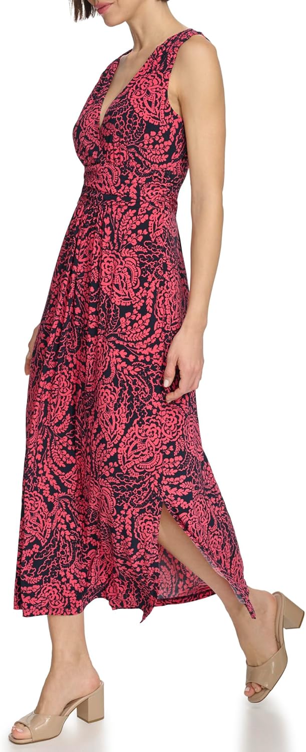 Tommy Hilfiger Womens Sleeveless V-Neck Jersey A-line Midi Dress - Image 2