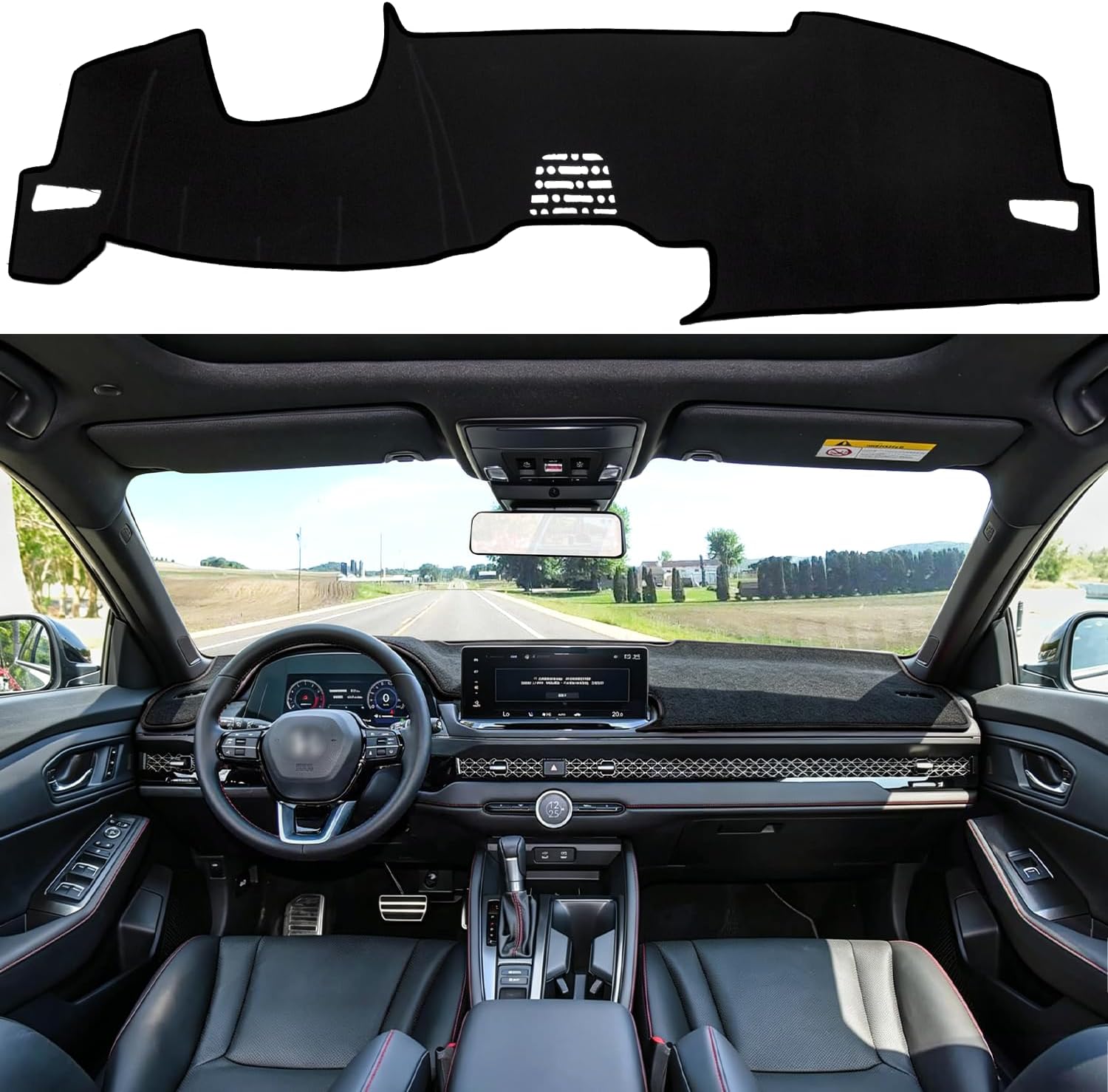 Dashboard Cover for Honda Accord Accessories 2023 2024 2025 2026 Dash Cover Dash Board Mat Center Console Sunshield Pad Dash Carpet Dashboard Protector (Black)