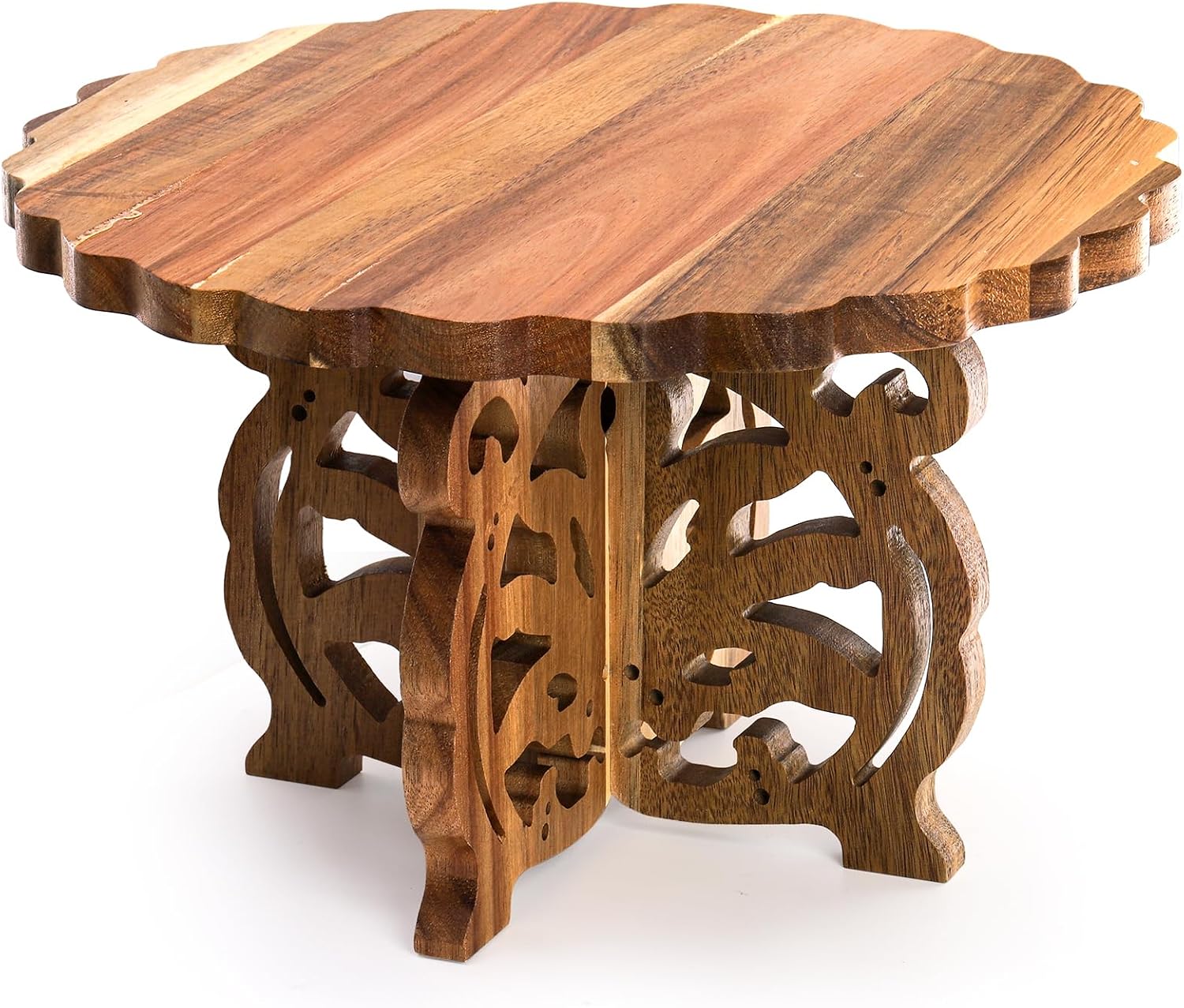 Eorbow 12" Wood Cake Stand, Acacia Wooden Rustic Cupcake Holder, Wedding Table Centerpiece Dessert Display Stand, Birthday Cake Pedestal for Tea Party Baby Shower