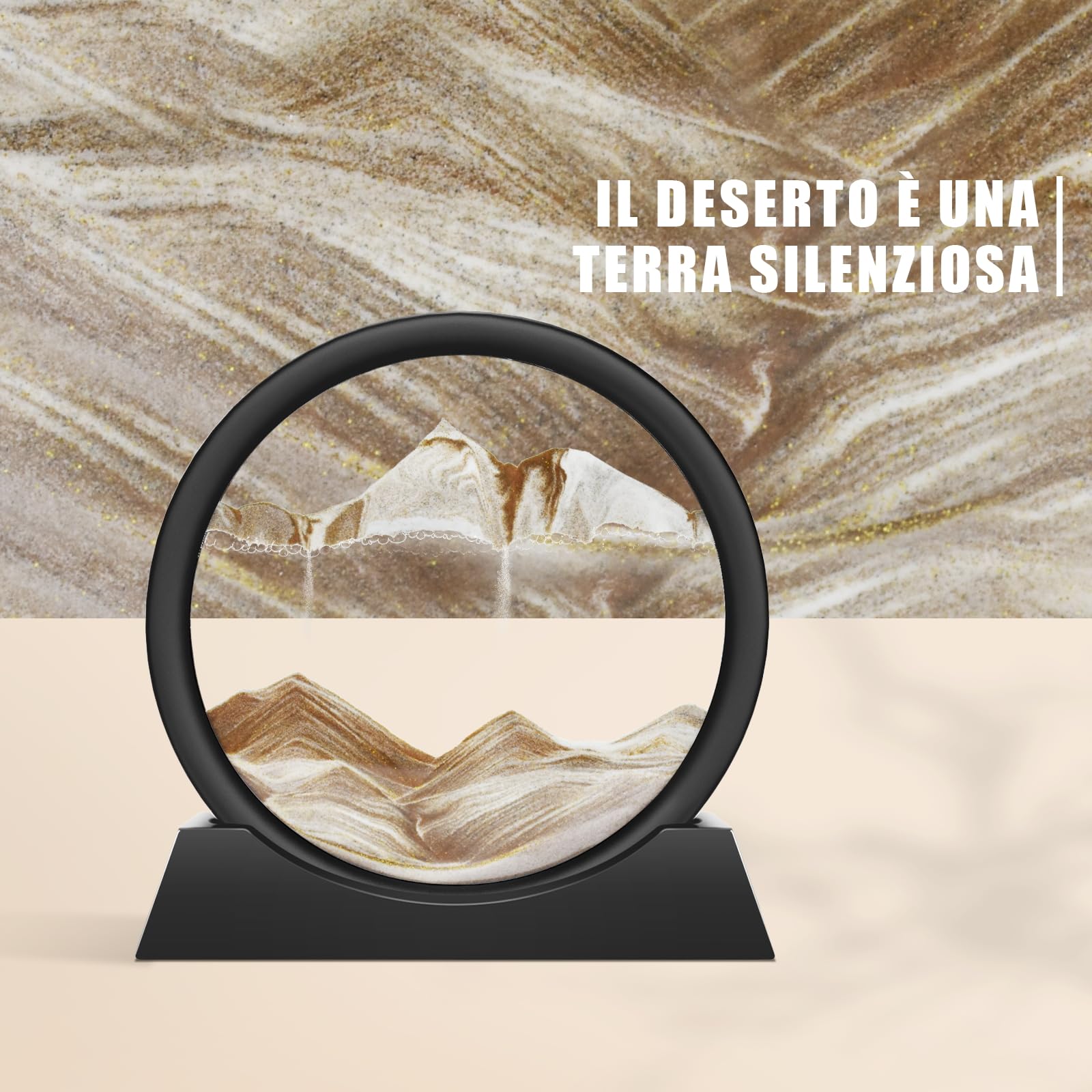 Wai Danie Pittura di Sabbia Che Scorre Quadro Sabbia Movimento sabbia dinamica 3d Hourglass Deep sea Sandscape Display Decorazioni per la Casa e l'ufficio Giocattoli da Scrivania (color caffè, 7)