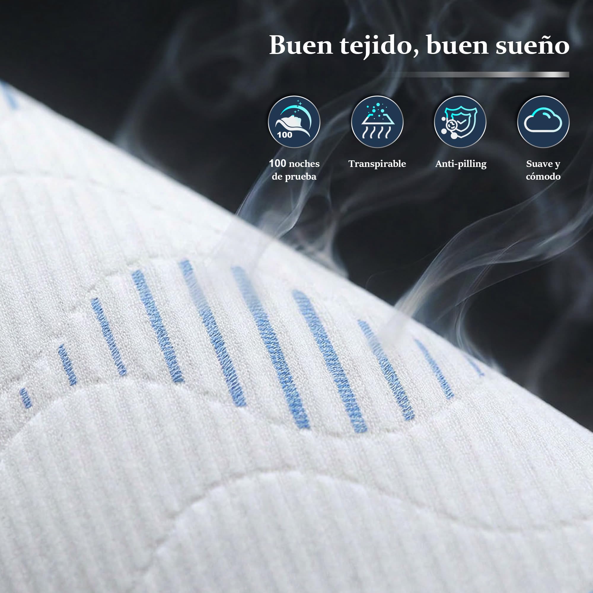 Topper para colchones 90x200x7,5 cm, Protector de colchón Suave con Gel-Memoria y Soporte de 7 Zonas, Ideal para colchones Duros, Camas con somier, Cama y colchones de muelles