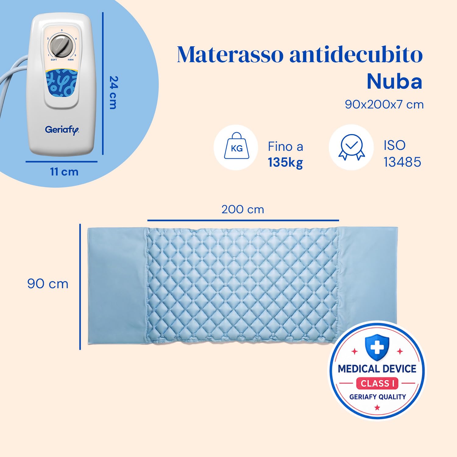 Geriafy Nuba Materasso antidecubito a pressione alternata con compressore