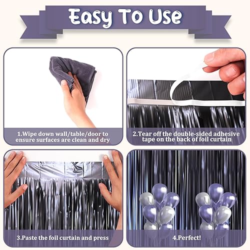 Miniatura 224 de Cortinas de fondo de flecos de papel de aluminio para fiestas, 3 piezas, 39.6 x 98.4 pulgadas, azul retro 48 Retro Azul,03 Rosa,04 Rosa