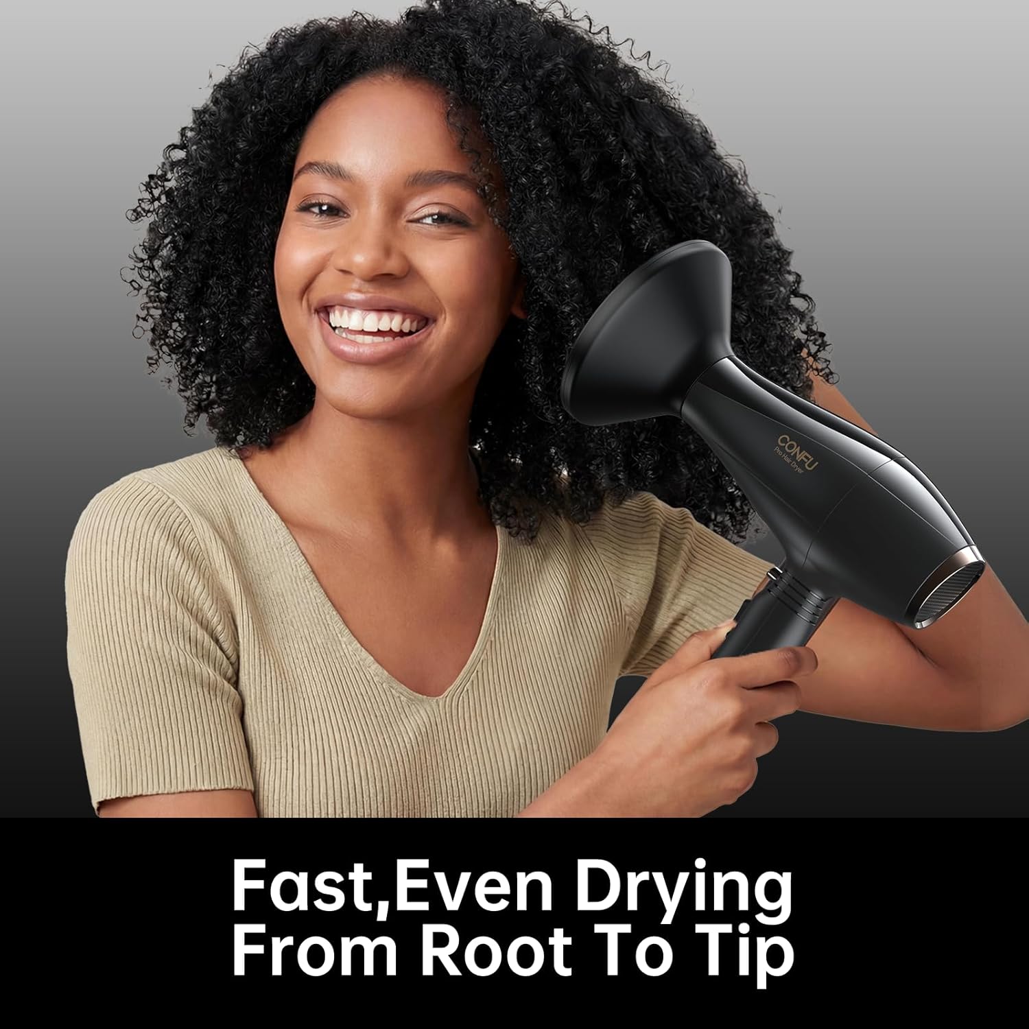 Professional Salon Hair Dryer, CONFU 1875 Watt Negative Ionic Fast Drying Blow Dryer, AC Motor Low Noise Hair Blow Dryer with Diffuser & 2 Concentrator Nozzles