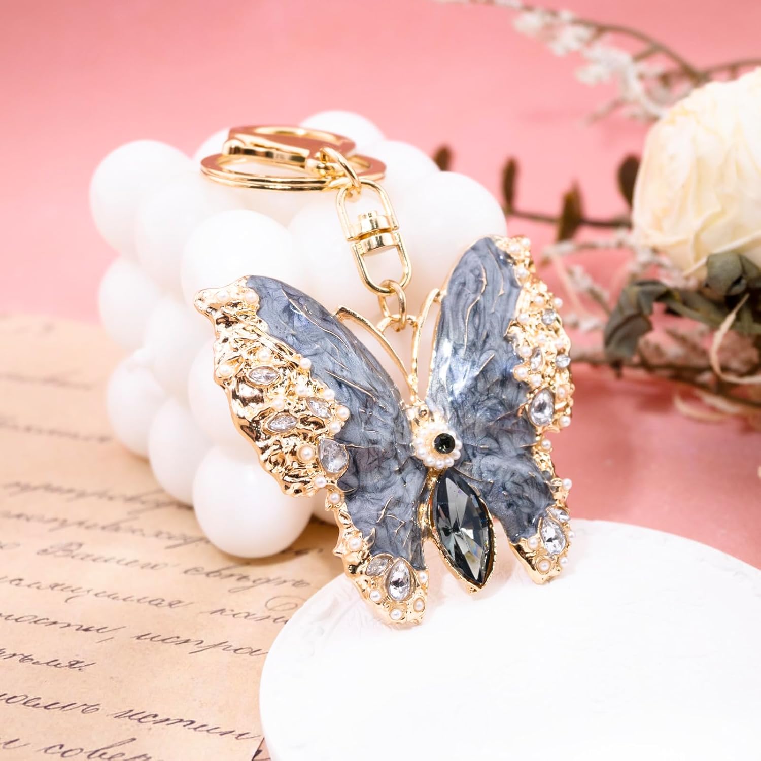 Bling Butterfly Keychains for Women Girls Crystal Rhinestone Sparkling Keychain Bag Pendant Purse Handbag Charm - Image 5