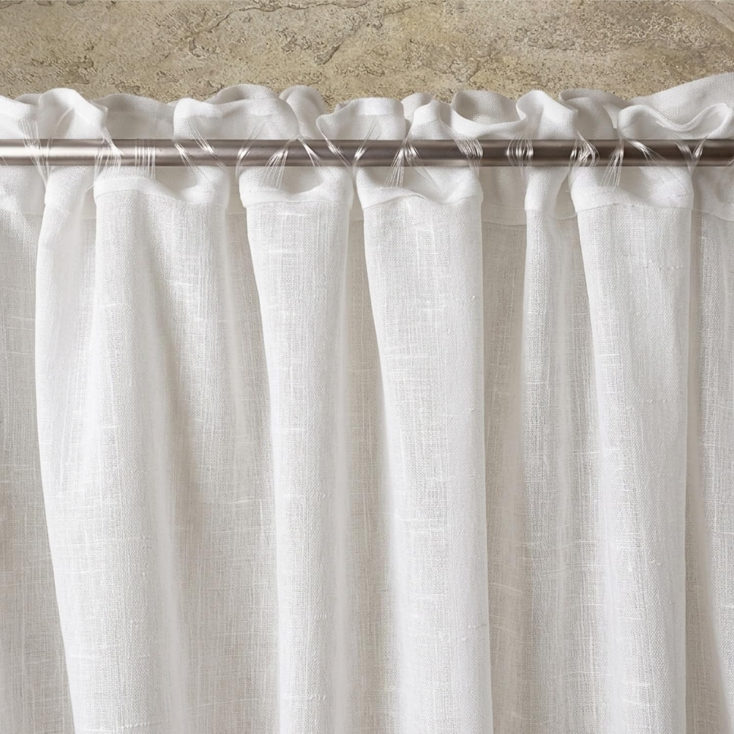 domus&trend Tenda Puro Lino 100% Made in Italy, Telo d'Arredo Grandi Altezze, Finitura Sartoriale Bastone e Binario, Semifiltranti 1 Pannello Tende per Interni Soggiorno (Bianco, 140 cm_x_310 cm)