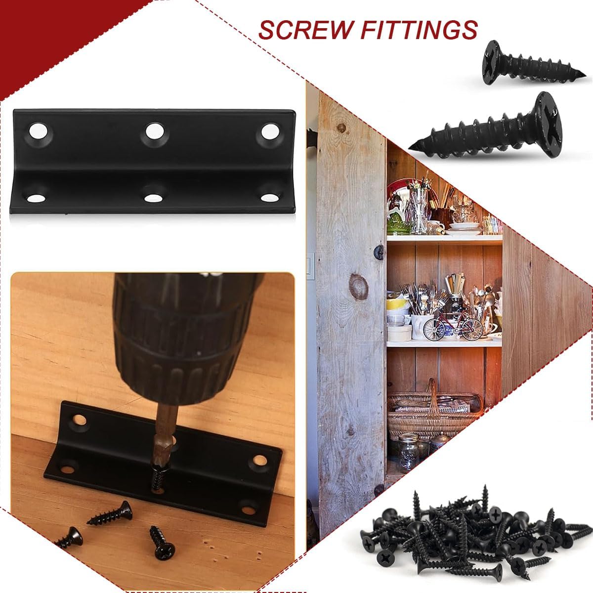 Floating Shelf Bracket, L Bracket Corner Brace,90 Degree Right Angle Corner Bracket, Metal Joint Bracket for Wood Bookshelf Furniture Cabinet (4pcs)