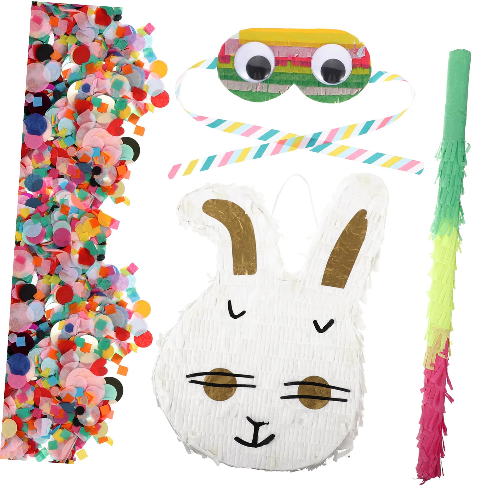 Cabilock 1 Juego Piñata Favores De La Fiesta De Pascua Decoración De Pascua Cinco Decoraciones Para Fiestas Temáticas De Conejitos Confeti Redondo Papel Niño Conejo Suministros De Juego