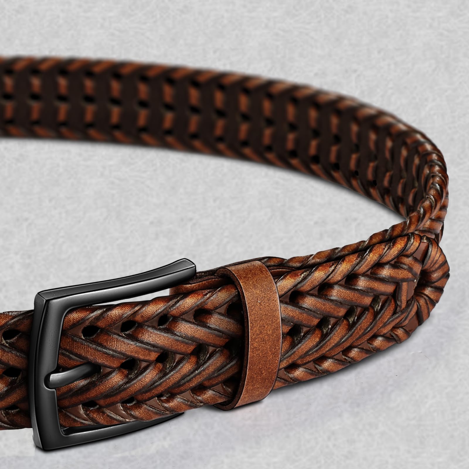 KEMISANT Men Belt, Braided Belt Comfortable For Men Casual Jean Golf 1 3/8