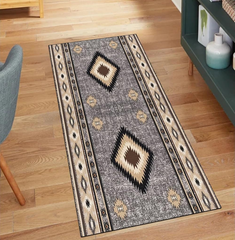 Alfombra antideslizante Bohomia gris lavable que protege el pasillo con estilo