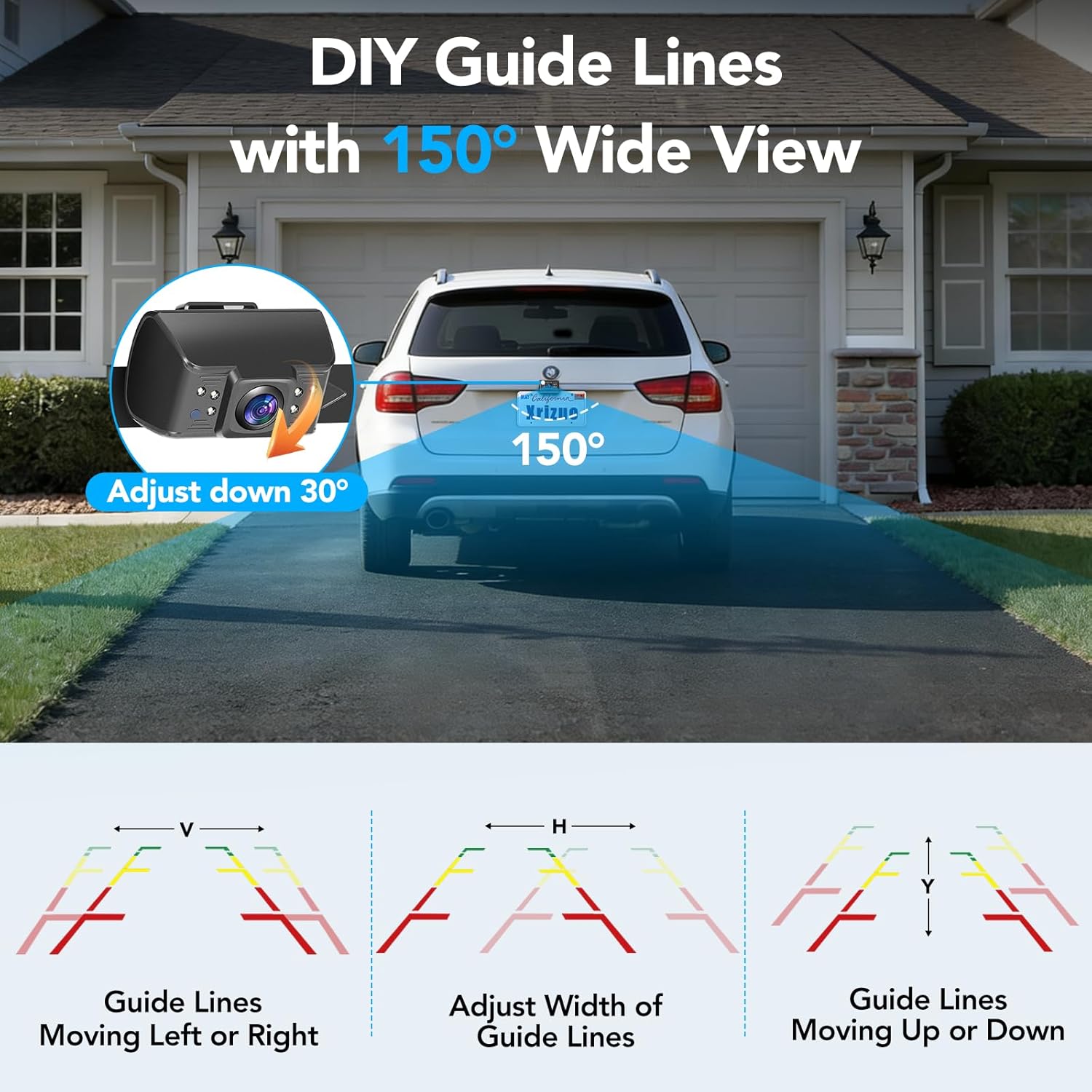 Backup Camera for Truck, 6.86" HD 1080P Rear View Monitor Kit, Wired Backup Camera System with Night Vision, 2 Channel, IP69K Waterproof, Optional Dual Bracket, Plug & Play for Car RV Trailer Tractor