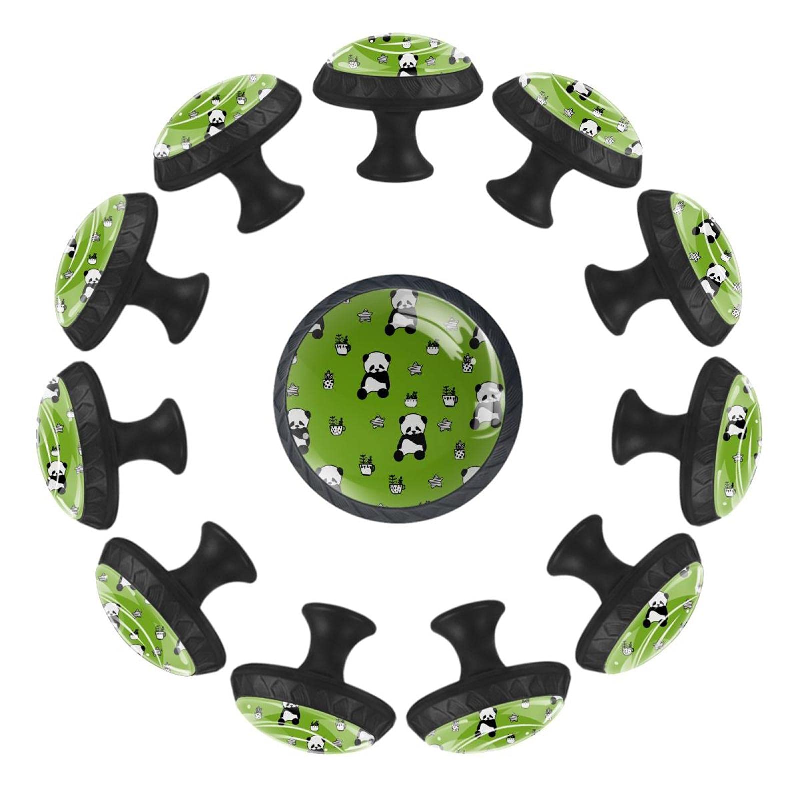 Boutons de tiroir panda et cactus de 35 mm en lot de 12 pour commode de crèche