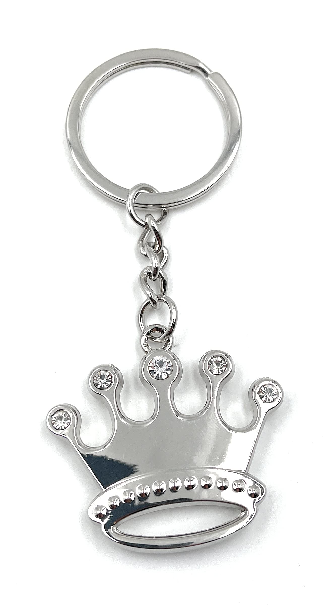 H-Customs Crown with crystals king silver keychain pendant