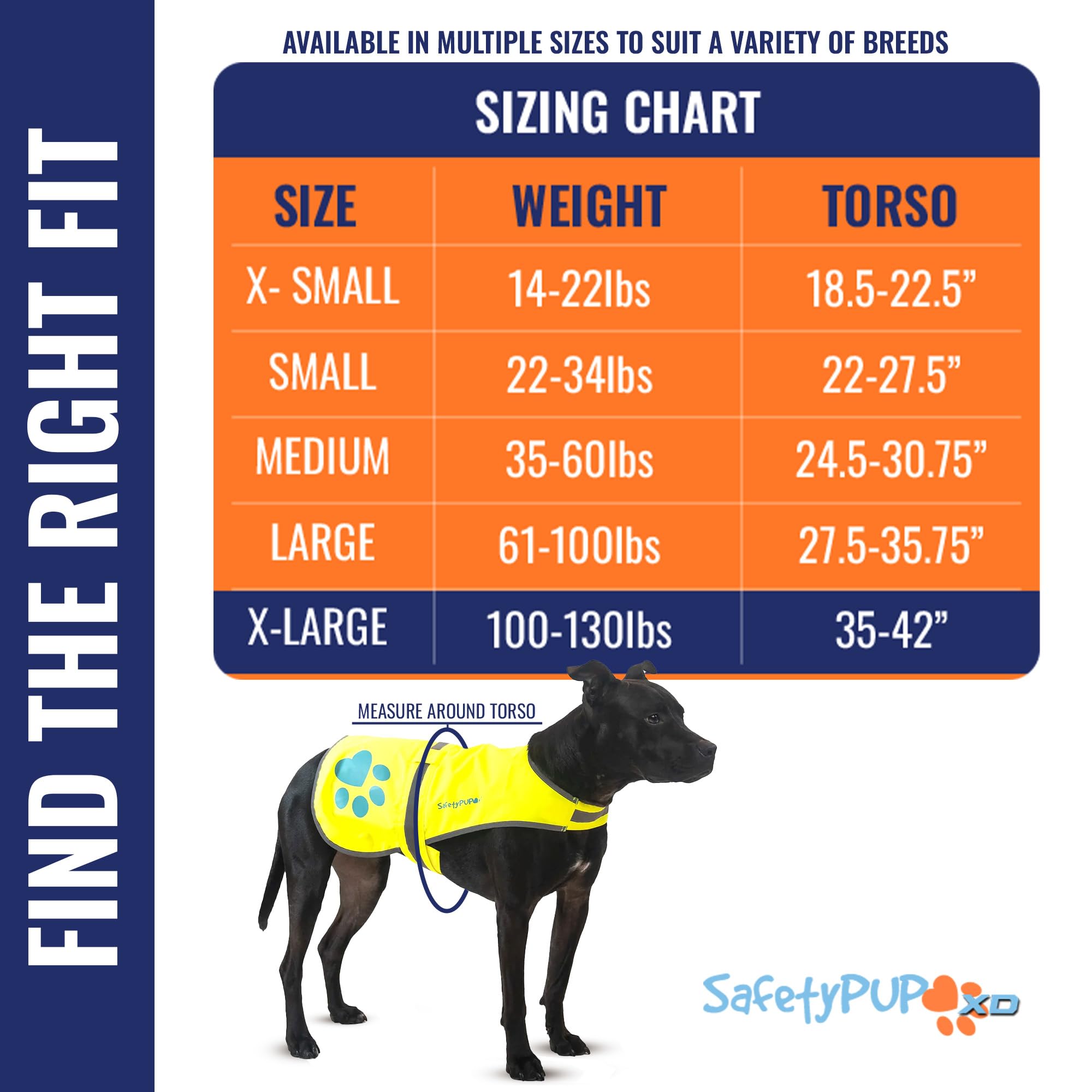 SafetyPUP XD Perro Chaleco Reflectante, tamaños para Adaptarse a los Perros 14 Libras a 130 Libras Neón Amarillo X-Large