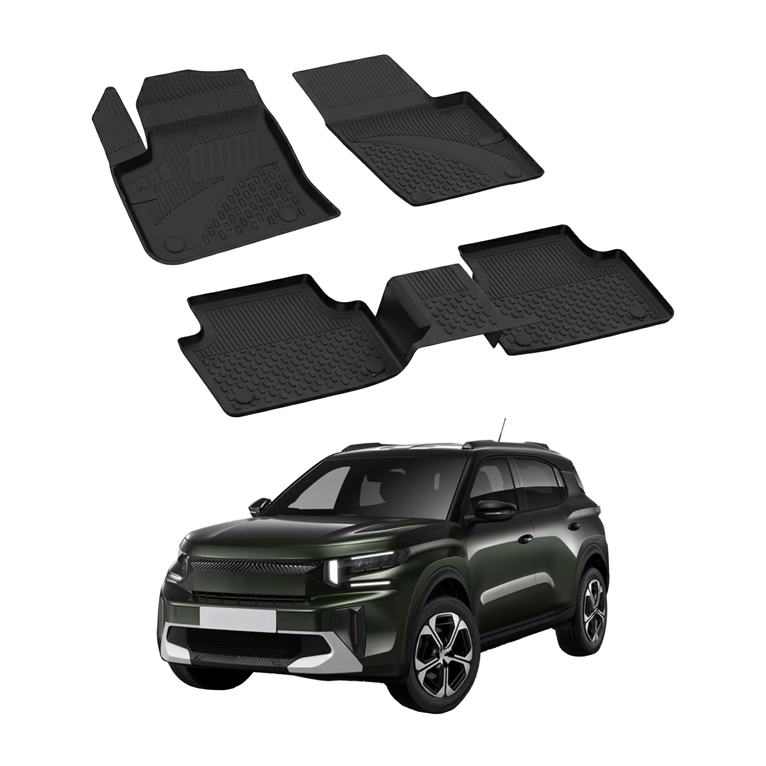 Sahler Dywaniki samochodowe do Citroen C3 Aircross 2025-2026 Electric | idealnie dopasowana wykładzina podłogowa do samochodów | czarne | bezzapachowa, wodoszczelna i trwała podszewka 4,5D na każdą