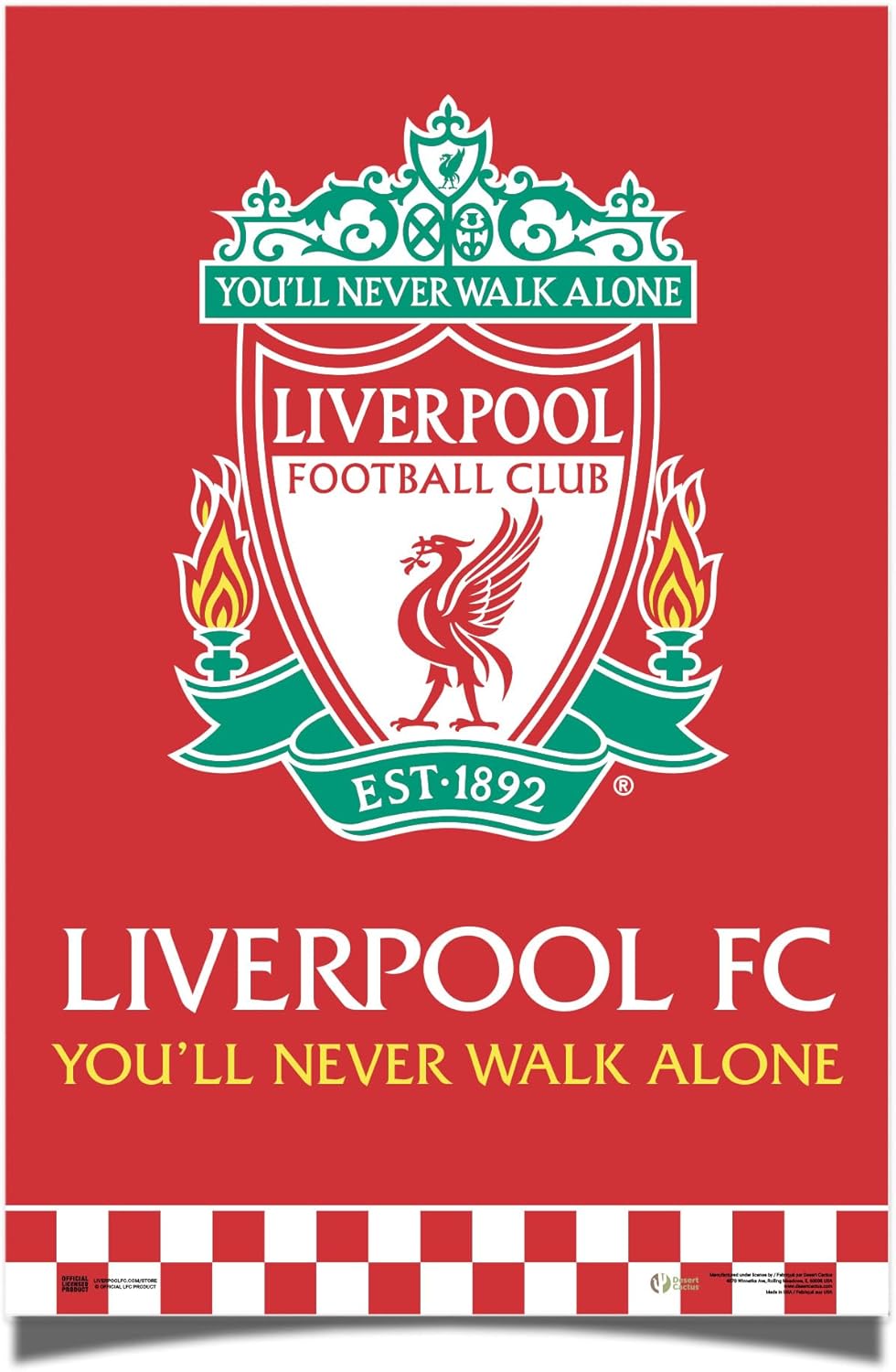 Desert Cactus Liverpool FC Poster Football Soccer 24 x 36 inch Room Office Décor Decoration Official Fan Gear (24x36,Style G)