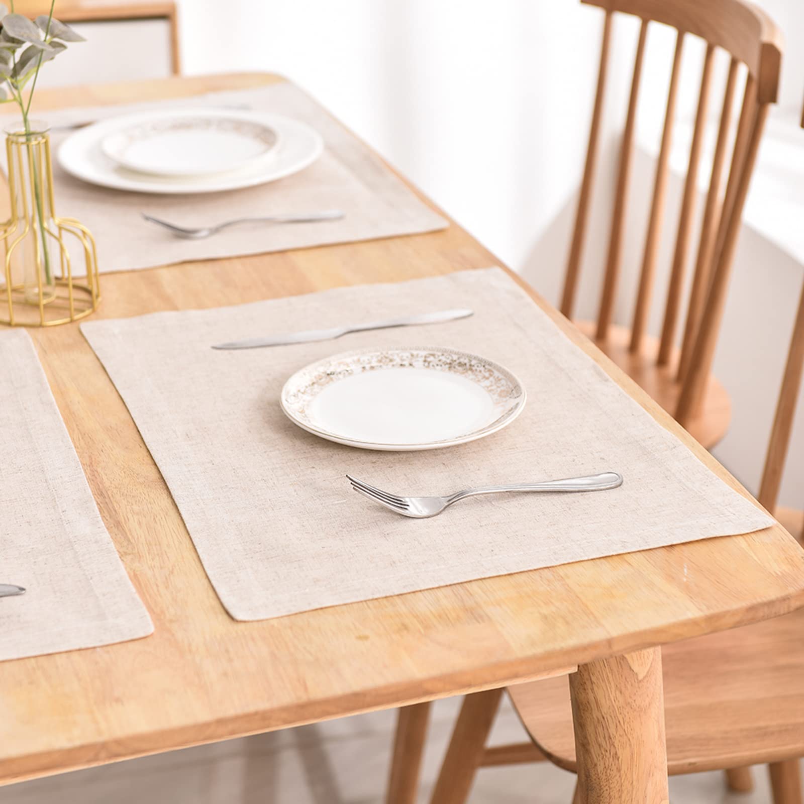 10 servilletas de lino, algodón natural, 40 x 40 cm, servilletas de tela sostenibles, decoración de mesa para cocina, comedor, cena, cafetería, restaurante, fiesta, boda, cumpleaños (beige)