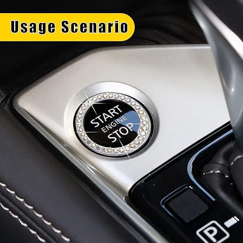 Miniatura 6 de 2 anillos de cristal con doble diamantes de imitación para decoración de arranque del motor del automóvil, accesorios interiores del automóvil,