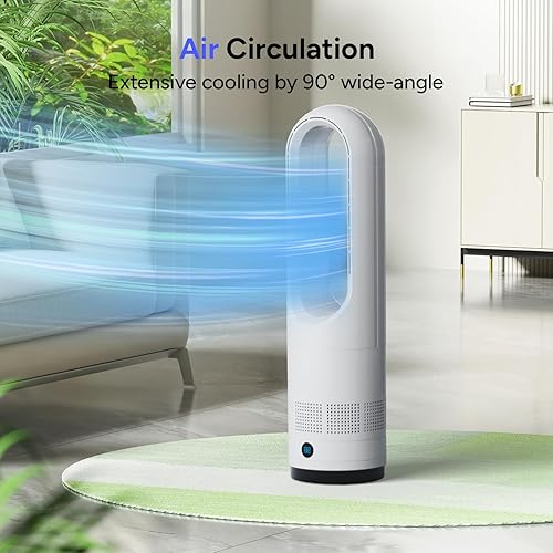 Miniatura 2 de Ventilador sin aspas, ventilador de torre de enfriamiento de 22 pulgadas oscilante de 80 con control remoto, temporizador de 9H, 8 velocidades,